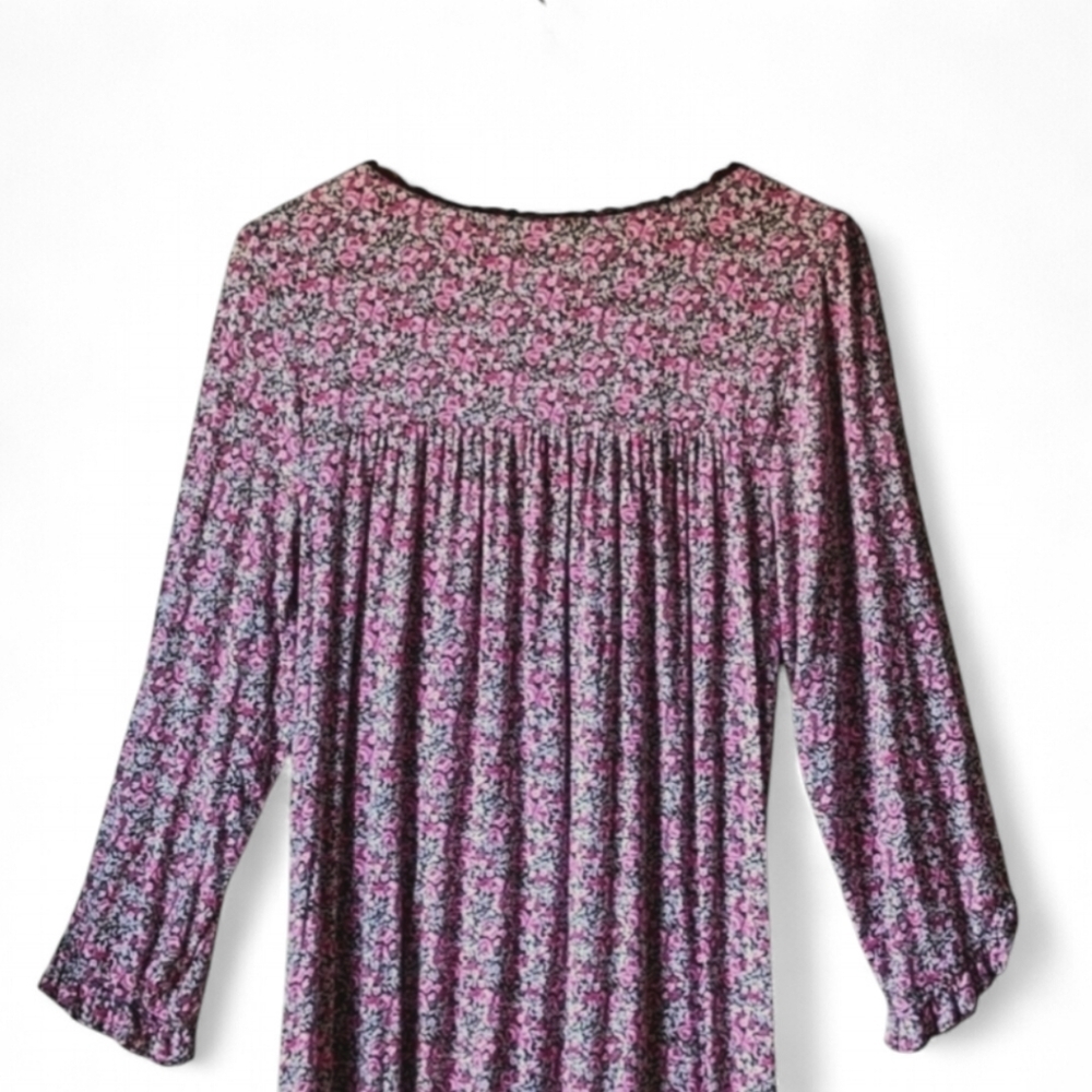 Eileen West SOFT Modal Queen Annes Lace RUFFLED HEM Floral Waltz‎ Nightgown Sz S - Picture 6 of 10